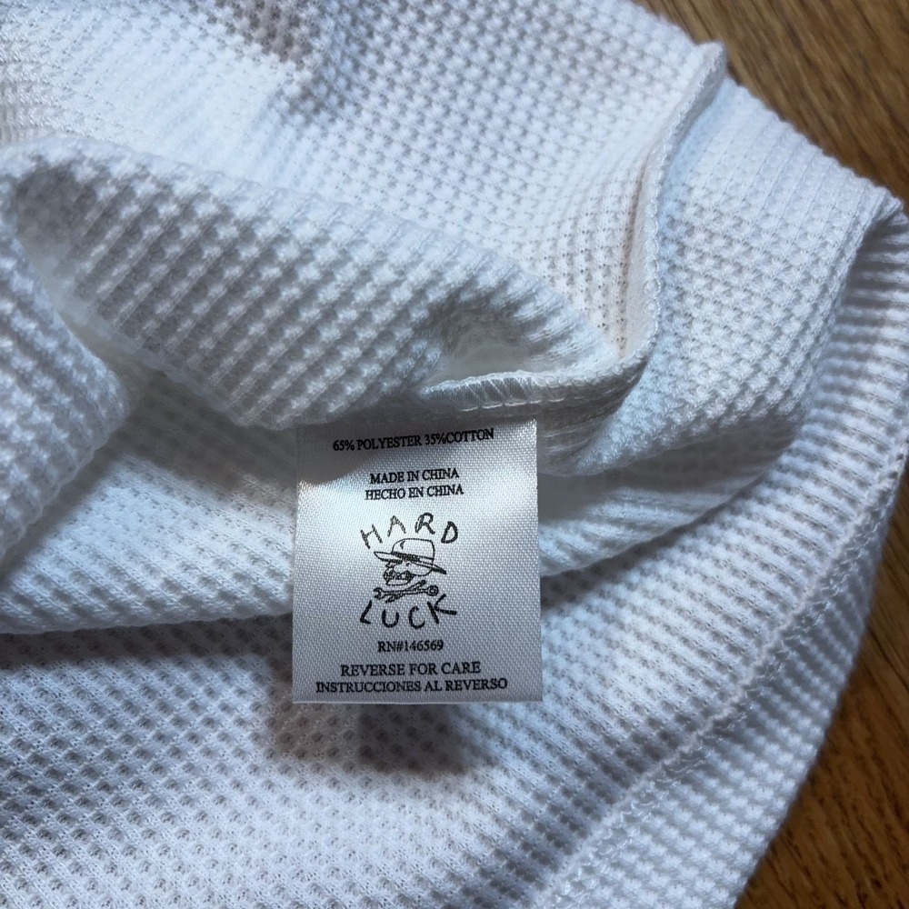 NWT Hard Luck T Shirt Men's Small Waffle Knit Short Sleeve Thermal White Skater - Picture 6 of 6